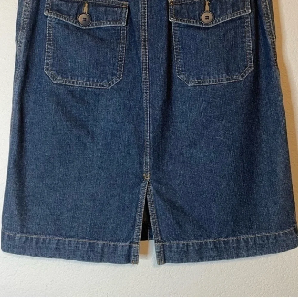 Jones New York A Line Midi Dark Blue Jean Denim Knee Skirt Size 4